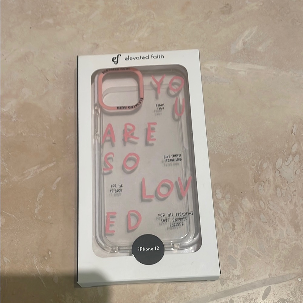 Elevated Faith phone case new in box iPhone 12, clear and pink